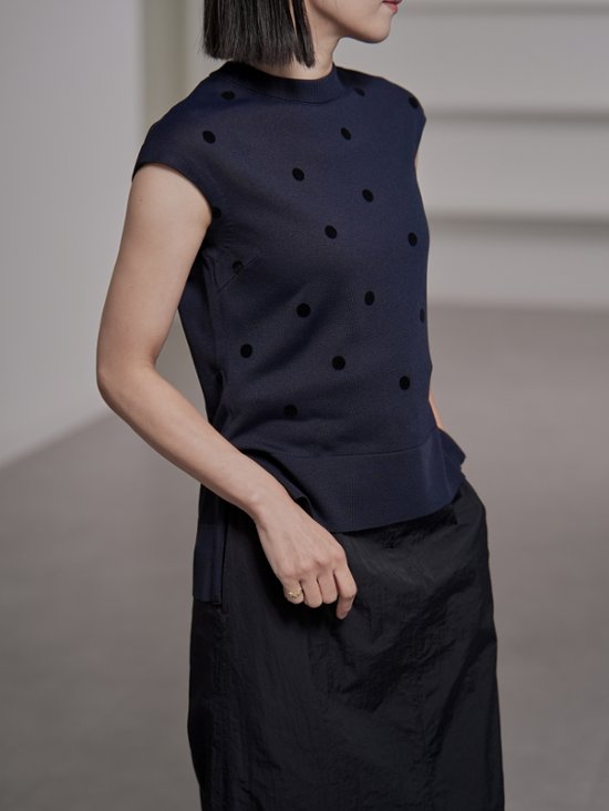 Inez Sheer Dot Navy/Black画像