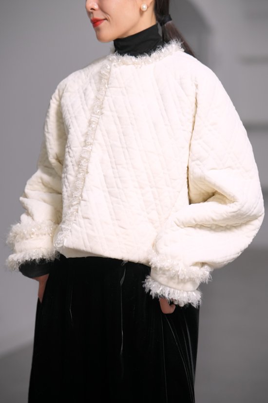 【11月中旬-11月末デリバリー予定】Neri Velvet Quilt Off White画像