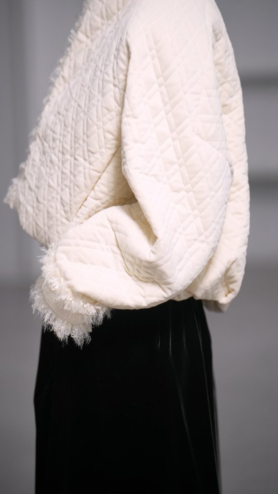 【11月中旬-11月末デリバリー予定】Neri Velvet Quilt Off White画像
