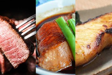 黒毛和牛ステーキ・金目鯛の煮付け・銀鱈西京焼き詰め合わせ5個セットの画像