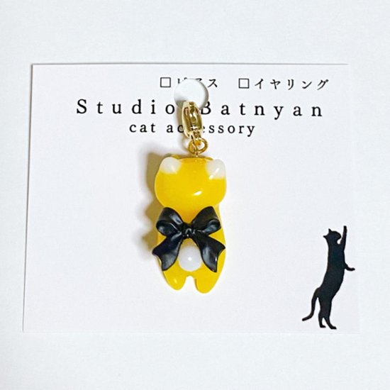 リボン猫チャーム*イエロー画像