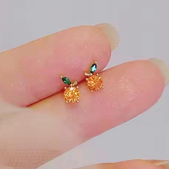 【1点】オレンジピアス*ゴールド画像