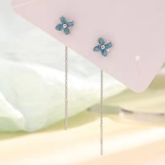 青い花ドロップピアス*925シルバーの画像