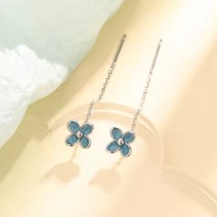 青い花ドロップピアス*925シルバー画像