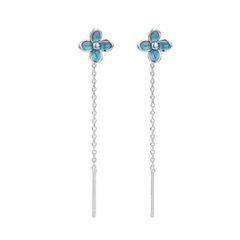 青い花ドロップピアス*925シルバー画像