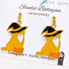 ハロウィン猫ピアス*かぼちゃ画像