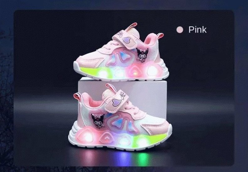 クロミちゃん ハローキティ 子ども 靴 短靴 スニーカー シューズ カジュアルシューズ 女の子ピンク パープル 2色 13.3cm-18.3cm 通園 通学 遠足 ハイキング ジョギング 旅行 送料無画像