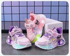 クロミちゃん ハローキティ 子ども 靴 短靴 スニーカー シューズ カジュアルシューズ 女の子ピンク パープル 2色 13.3cm-18.3cm 通園 通学 遠足 ハイキング ジョギング 旅行 送料無画像