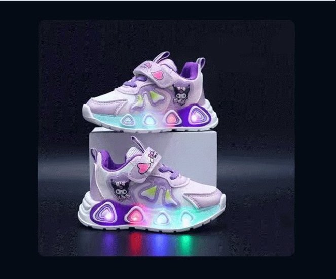 クロミちゃん ハローキティ 子ども 靴 短靴 スニーカー シューズ カジュアルシューズ 女の子ピンク パープル 2色 13.3cm-18.3cm 通園 通学 遠足 ハイキング ジョギング 旅行 送料無画像