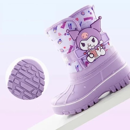 クロミちゃん キティちゃん シナモロール スノーブーツ ピンク ブルー パープル 16-22cm 長靴 シューズ カジュアル 女の子 雪道 ゲレンデ 通園 通学 遠足 ハイキング ジョギング 旅行画像