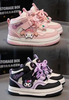 クロミちゃん マイメロディ ハローキティ スニーカー シューズ カジュアルシューズ 女の子 男の子 パープル ピンク 2色 16.3cm-22.9cm 通園 通学 遠足 ハイキング ジョギング 旅行の画像