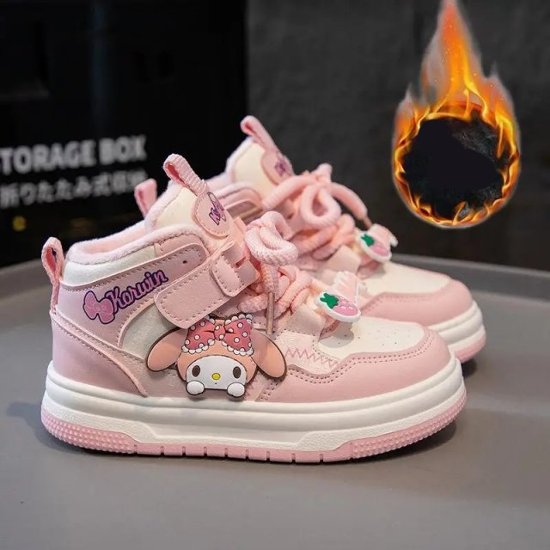 クロミちゃん マイメロディ ハローキティ スニーカー シューズ カジュアルシューズ 女の子 男の子 パープル ピンク 2色 16.3cm-22.9cm 通園 通学 遠足 ハイキング ジョギング 旅行画像