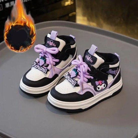 クロミちゃん マイメロディ ハローキティ スニーカー シューズ カジュアルシューズ 女の子 男の子 パープル ピンク 2色 16.3cm-22.9cm 通園 通学 遠足 ハイキング ジョギング 旅行画像