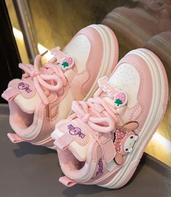 クロミちゃん マイメロディ ハローキティ スニーカー シューズ カジュアルシューズ 女の子 男の子 パープル ピンク 2色 16.3cm-22.9cm 通園 通学 遠足 ハイキング ジョギング 旅行画像