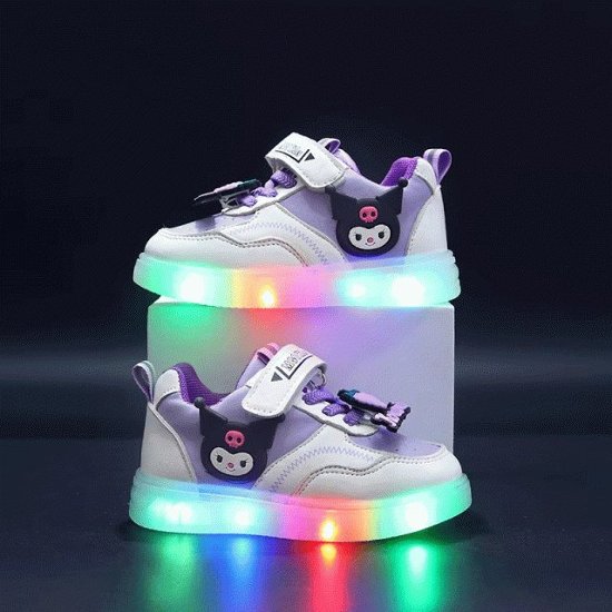 クロミちゃん マイメロディ ハローキティ LEDライト付き 光る靴 スニーカー 女の子用 ピンク パープル 2色 通園 通学 ジョギング 13-18cm画像