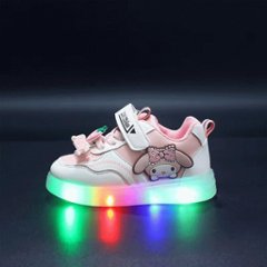 クロミちゃん マイメロディ ハローキティ LEDライト付き 光る靴 スニーカー 女の子用 ピンク パープル 2色 通園 通学 ジョギング 13-18cm画像