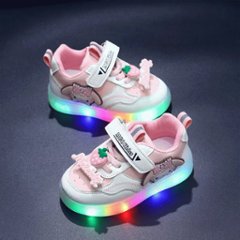 クロミちゃん マイメロディ ハローキティ LEDライト付き 光る靴 スニーカー 女の子用 ピンク パープル 2色 通園 通学 ジョギング 13-18cm画像