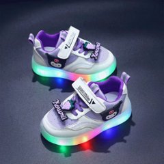 クロミちゃん マイメロディ ハローキティ LEDライト付き 光る靴 スニーカー 女の子用 ピンク パープル 2色 通園 通学 ジョギング 13-18cm画像