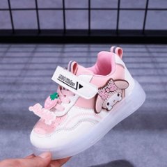 クロミちゃん マイメロディ ハローキティ LEDライト付き 光る靴 スニーカー 女の子用 ピンク パープル 2色 通園 通学 ジョギング 13-18cm画像
