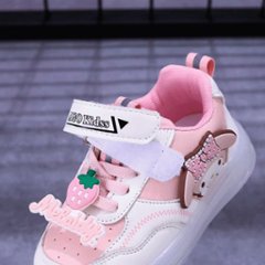 クロミちゃん マイメロディ ハローキティ LEDライト付き 光る靴 スニーカー 女の子用 ピンク パープル 2色 通園 通学 ジョギング 13-18cm画像