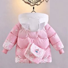 供服 こども キッズ 女の子 ダウンジャケット アナと雪の女王 エルザ フード付き 100-140cm ピンク ブルー2色 キュート 可愛い画像
