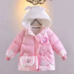 供服 こども キッズ 女の子 ダウンジャケット アナと雪の女王 エルザ フード付き 100-140cm ピンク ブルー2色 キュート 可愛い画像