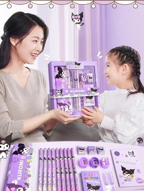 筆記具セット クロミちゃん マイメロディ シナモロール サンリオ ハローキティ 鉛筆 筆箱 ペンケース 鉛筆削り 定規 消しゴム ペンキャップ 小学生 中学生 高校生 女の子 文房具 筆記具 可愛い 画像