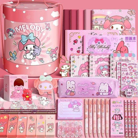 クロミ マイメロディ文具セット 筆記具セット サンリオ ハローキティ 鉛筆 筆箱 ペンケース 定規 消しゴム ペンキャップ サンリオ 男の子 女の子 小学生 中学生 高校生 女可愛い キュート画像