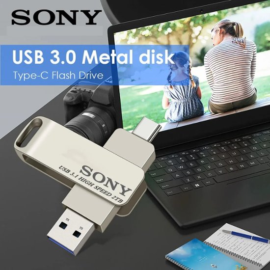 SONY OTG USBメモリ 2TB 大容量 3.2フラッシュドライブ 高TypeA-C 2in1 360度回転 フラッシュメモリ スマホ ihone ipad Android  PC TV オーデ画像