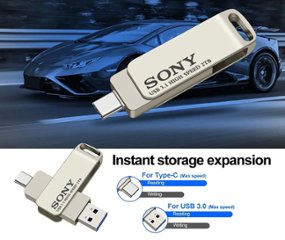 SONY OTG USBメモリ 2TB 大容量 3.2フラッシュドライブ 高TypeA-C 2in1 360度回転 フラッシュメモリ スマホ ihone ipad Android  PC TV オーデ画像