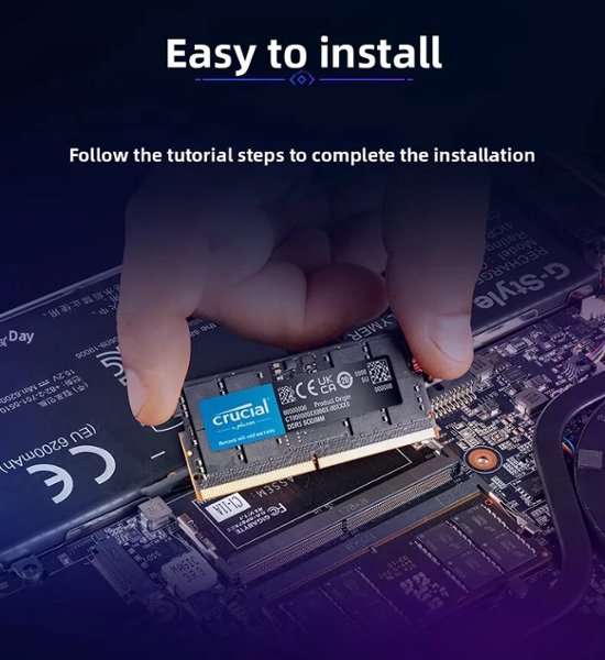 Crucial Micron DDR5 5600MHz ノートパソコン用メモリ 32GB 1.1v SO-DIMM 262pin RAMモジュール画像