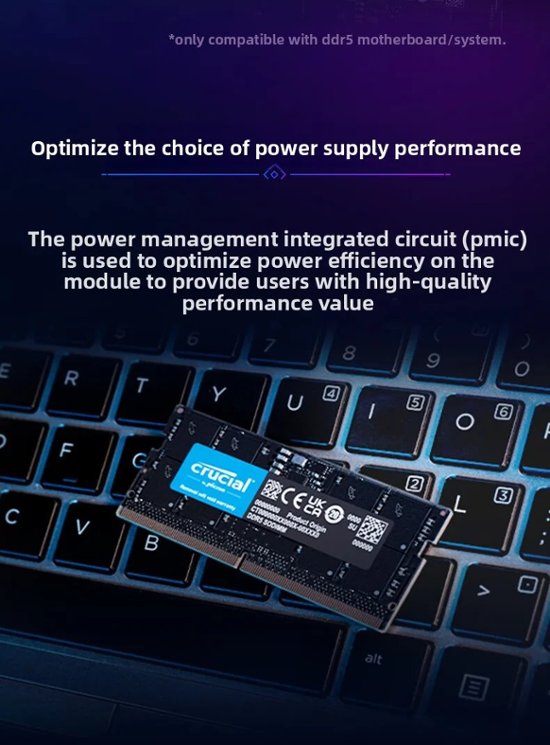 Crucial Micron DDR5 5600MHz ノートパソコン用メモリ 32GB 1.1v SO-DIMM 262pin RAMモジュール ×2(64GB)2枚組画像