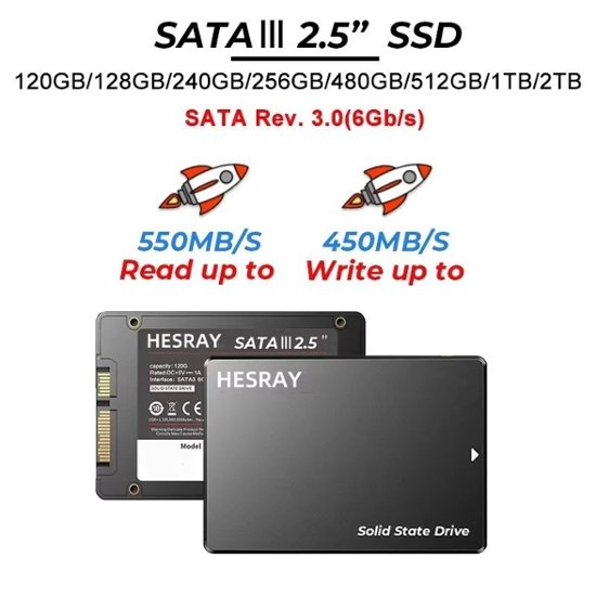HESRAY SATA3 2.5インチ 3D NAND SSD 4TB 内蔵ソリッドステートドライブ Read:5000/7000MBs Write:4000/4600MBs デスクトップ ノートパソ画像