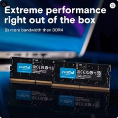正規品 Crucial 64GB(32GBX2) Crucial Micron DDR5 5600MHz ノートパソコン用メモリ 262ピン SODIMM 1.1V RAMモジュール画像