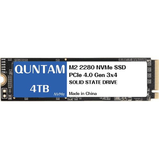 QUNTAM NVMe M.2 2280 4TB PCIe3.0 Gen3x4 3D NAND SSD Read:MAX3500MBs Write:MAX3000MBs ノートパソコン/デスクトップパ画像