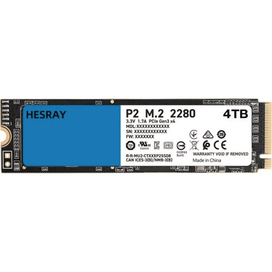 HESRAY NVMe M.2 2280 4TB PCIe3.0 Gen3x4 3D NAND SSD 内蔵ソリッドステートドライブ画像
