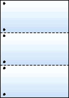 A4ミシン目用紙:ブルーグラデーション55kg 3分割/マイクロミシン目・ファイル穴(青1色) 2,000枚の画像