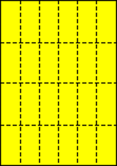 A4 中厚口 イエロー  縦4面×横6面 24分割/マイクロミシン目入り用紙 250枚の画像