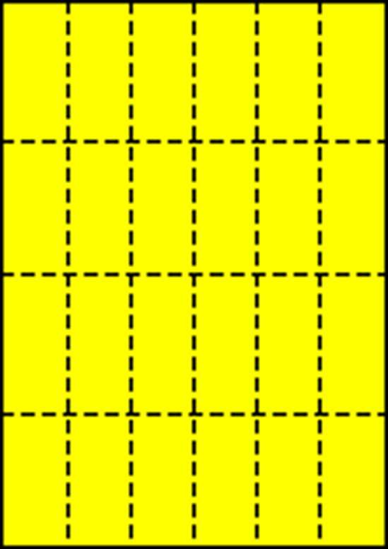 A4 中厚口 イエロー  縦4面×横6面 24分割/マイクロミシン目入り用紙 250枚画像
