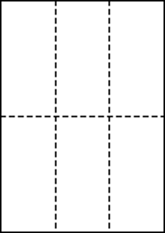 A4 厚紙 上質白紙110kg 縦2面×横3面 6分割/マイクロミシン目入り用紙 250枚画像