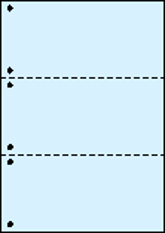 A4ミシン目用紙:片面全面水色 55kg 3分割/マイクロミシン目・ファイル穴 2,000枚の画像