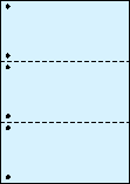 A4ミシン目用紙:片面全面水色 55kg 3分割/マイクロミシン目・ファイル穴 2,000枚画像