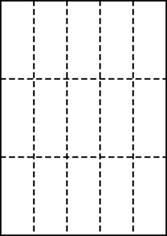 A4 上質白紙55kg 縦3面×横5面 15分割/マイクロミシン目入り用紙 500枚の画像