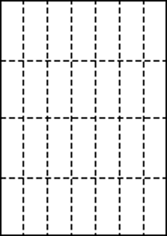 A4 上質白紙55kg 縦4面×横7面 28分割/マイクロミシン目入り用紙 400枚の画像