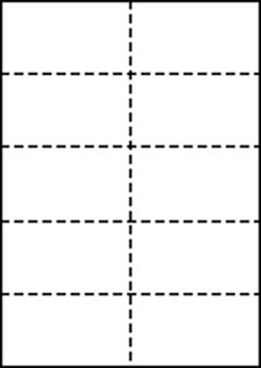 A4 上質白紙55kg 縦5面×横2面 10分割/マイクロミシン目入り用紙 500枚の画像