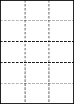 A4 上質白紙55kg 縦5面×横3面 15分割/マイクロミシン目入り用紙 500枚の画像