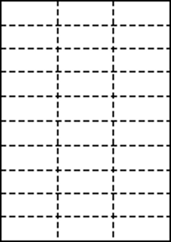 A4 上質白紙55kg 縦10面×横3面 30分割/マイクロミシン目入り用紙 200枚画像