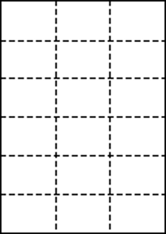 A4 白紙 上質55kg 縦6面×横3面 18分割/マイクロミシン目入り用紙 500枚の画像