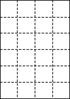 A4 上質白紙55kg 縦6面×横4面 24分割/マイクロミシン目入り用紙 400枚の画像
