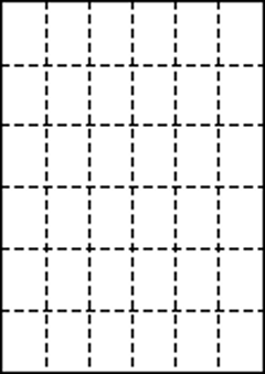 A4 上質白紙55kg 縦6面×横6面 36分割/マイクロミシン目入り用紙 200枚の画像